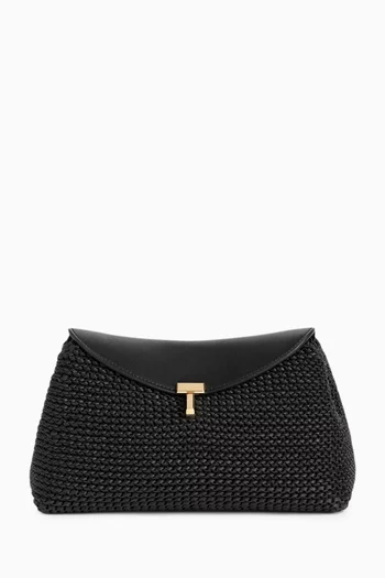 T-lock Woven Clutch in Leather