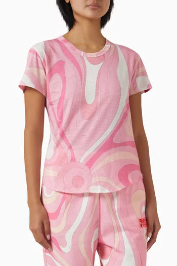 Allover-print Flamed T-Shirt in Jersey