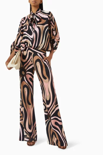 Scarf-neck Jumpsuit in Viscose Blend