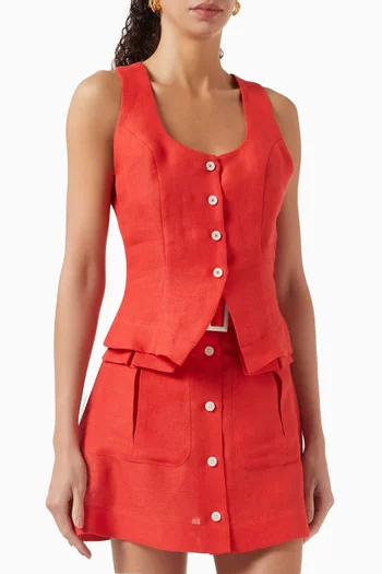 Scoop-neck Vest in Linen