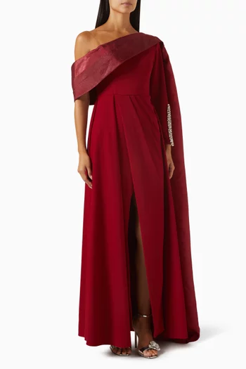 Asymmetric Cape Gown in Organza