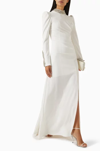 Crystal-embellished Maxi Dress in Scuba