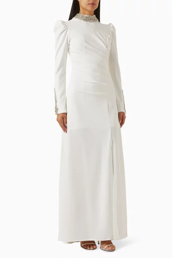 Crystal-embellished Maxi Dress in Scuba