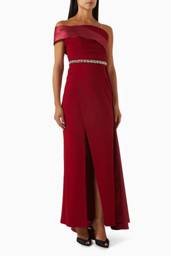Embellished Off-shouder Gown