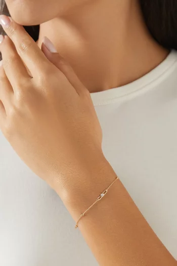 Rounded Rectangle Diamond Chain Bracelet in 18kt Gold