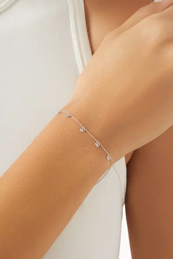 Heart Diamond Charms Bracelet in 18kt White Gold