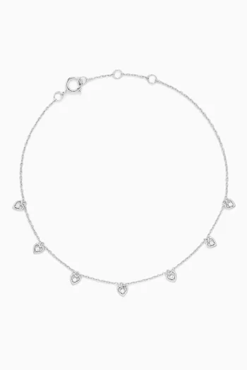 Heart Diamond Charms Bracelet in 18kt White Gold