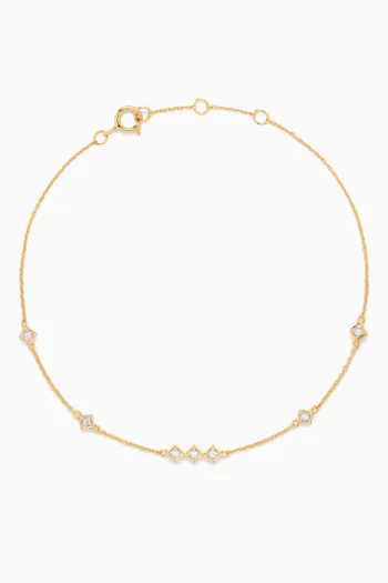 Tilted Squares Diamond Chain Bracelet in 18kt Gold