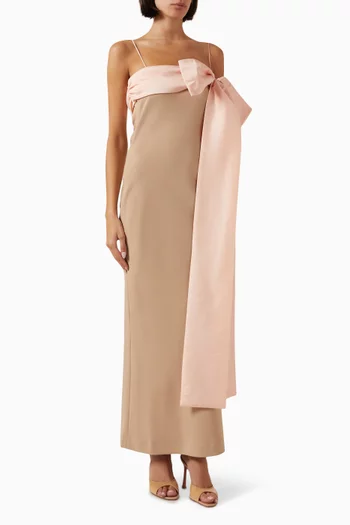 Bart Bow Maxi Dress in Crepe