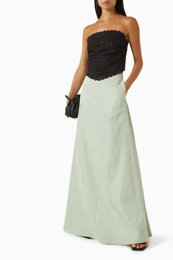 Embroidered Bustier Petit Beurre Top in Cotton