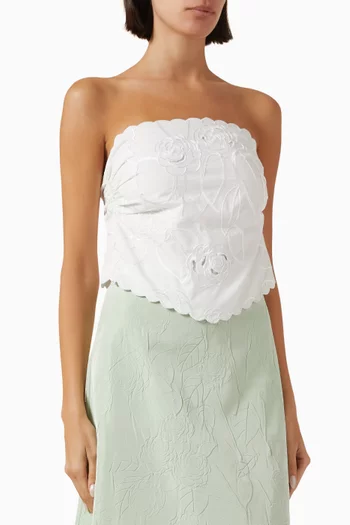 Embroidered Bustier Petit Beurre Top in Cotton