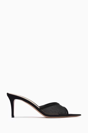 Slip-on Mules in Mesh & Suede