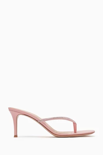 Rhinestone-embellished Thong Sandals in Nappa Leather