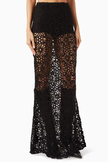 Obie Crochet Maxi Skirt in Cotton