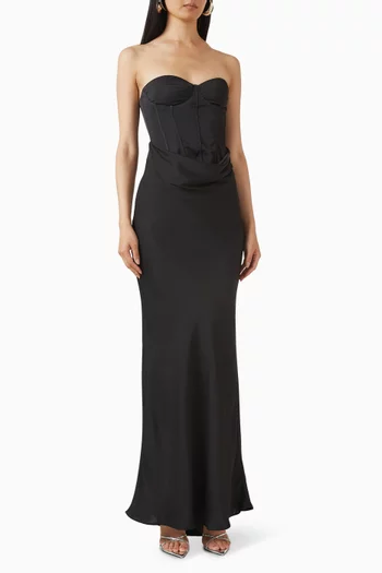 パーティードレス Rotate Strapless Black Evening Dress With Fitted Bodice And WB_HR_CL132273002-