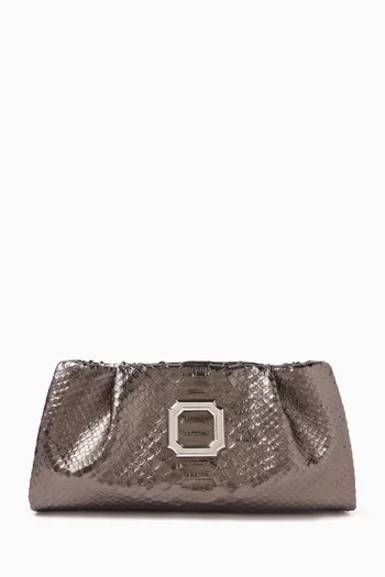 Vittoria Clutch Bag in Python-printed Leather