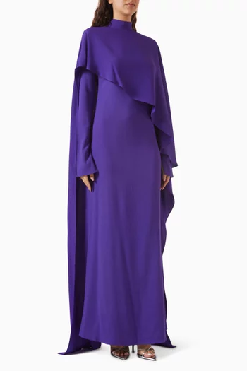 Carrington Cape Dress in Crepe Cady