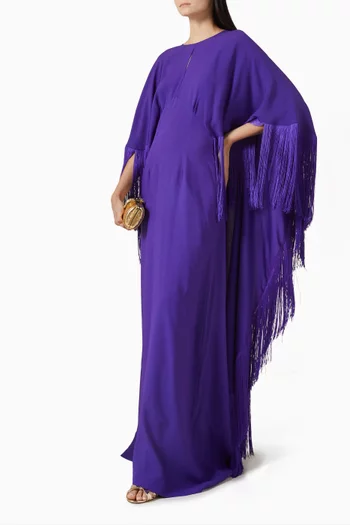 1975 Fringe Dress in Crepe-cady