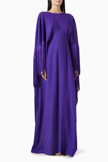 1975 Fringe Dress in Crepe-cady