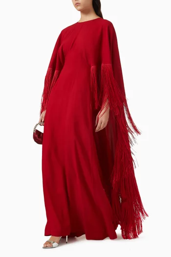 1975 Fringe Dress in Crepe-cady