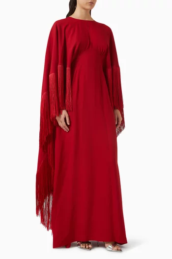 1975 Fringe Dress in Crepe-cady