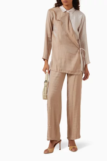 Two-tone Blazer & Pants Set in Viscose-blend