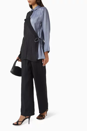 Two-tone Blazer & Pants Set in Viscose-blend