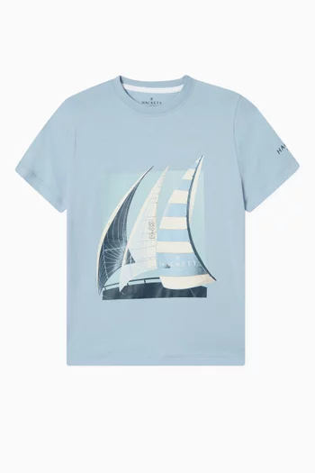 تي شيرت بطبعة قارب بثلاثة أشرعة قطن جيرسيه