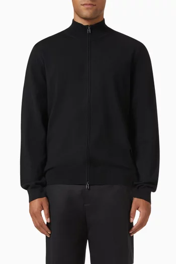 Zip-up Cardigan in Virgin Wool