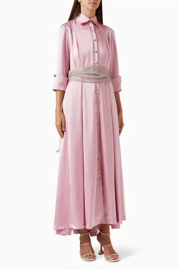 Allegra Belted Maxi Dress in Rayon