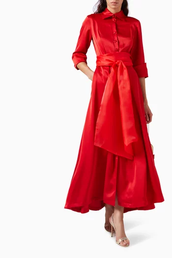 Allegra Belted Maxi Dress in Rayon