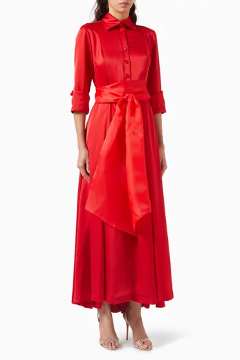 Allegra Belted Maxi Dress in Rayon