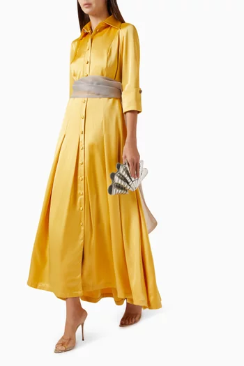 Allegra Belted Maxi Dress in Rayon