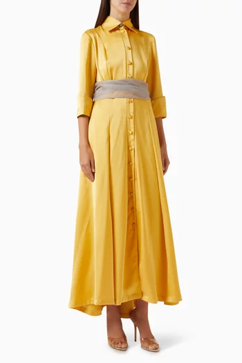 Allegra Belted Maxi Dress in Rayon