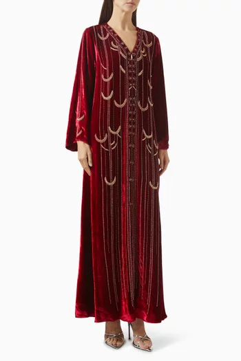 جلابية مطرزة بالخرز كريب