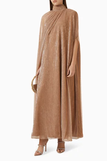 Pleated Slit-sleeve Maxi Dress