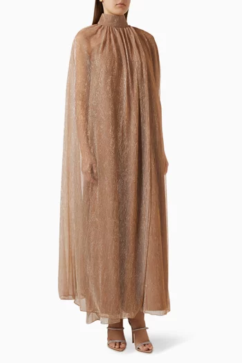 Pleated Slit-sleeve Maxi Dress