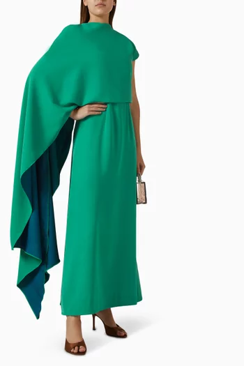 One-shoulder Cape Maxi Dress
