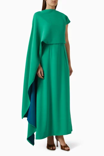 One-shoulder Cape Maxi Dress