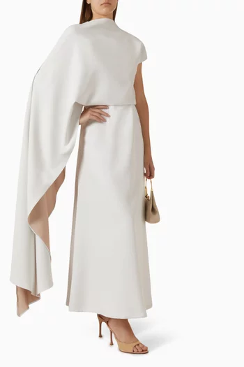One-shoulder Cape Maxi Dress