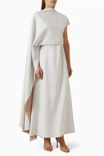One-shoulder Cape Maxi Dress