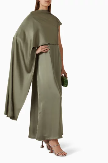 Cape-sleeve Maxi Dress