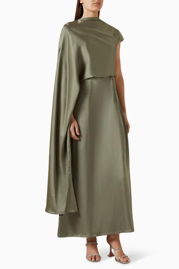 Cape-sleeve Maxi Dress