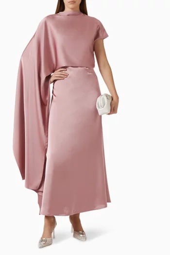 Cape-sleeve Maxi Dress