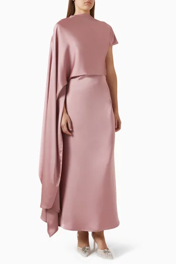Cape-sleeve Maxi Dress