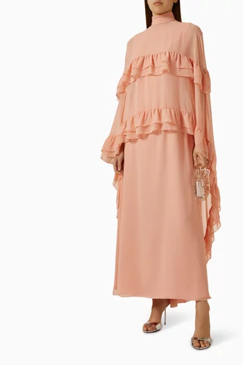 Ruffle Cape Maxi Dress