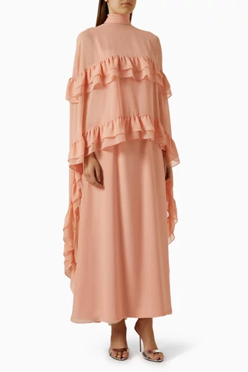 Ruffle Cape Maxi Dress