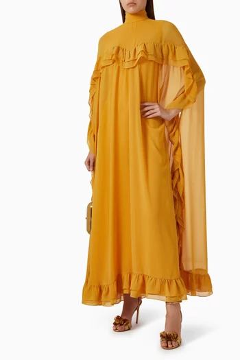 Ruffle Cape Maxi Dress