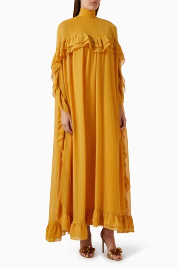 Ruffle Cape Maxi Dress