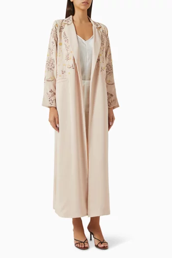 Embroidered Coat-style Abaya in Crepe